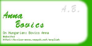 anna bovics business card